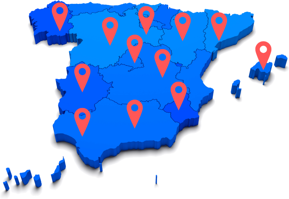 Mapa política de España en color azul